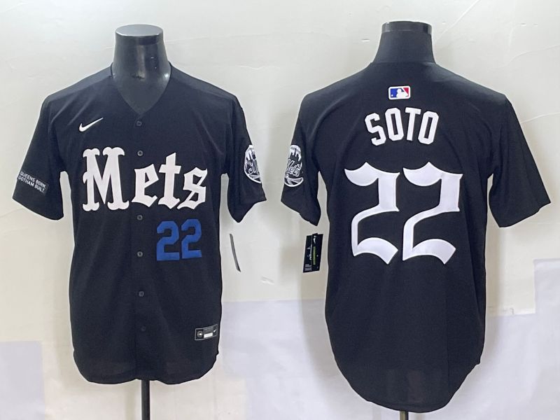 Men 2025 New York Mets #22 Soto Black Five generations Joint Name Nike MLB Jersey style 6